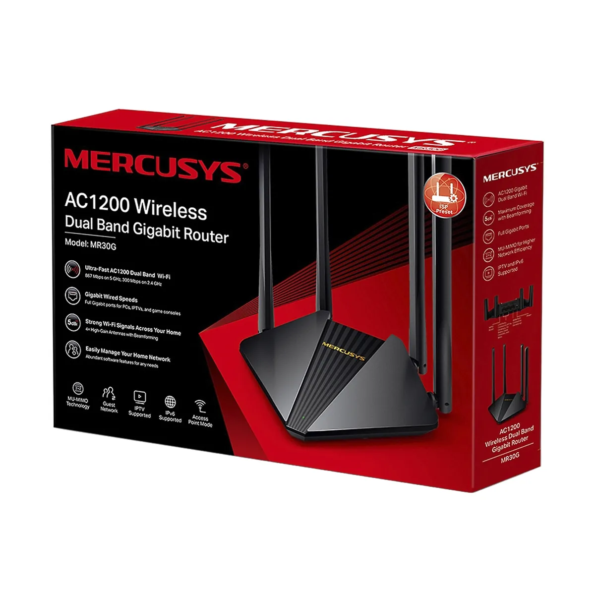 ROUTER MERCUSYS MR30G AC1200 600MBPS WIRELESS DUAL BAND GIGABIT NEGRO