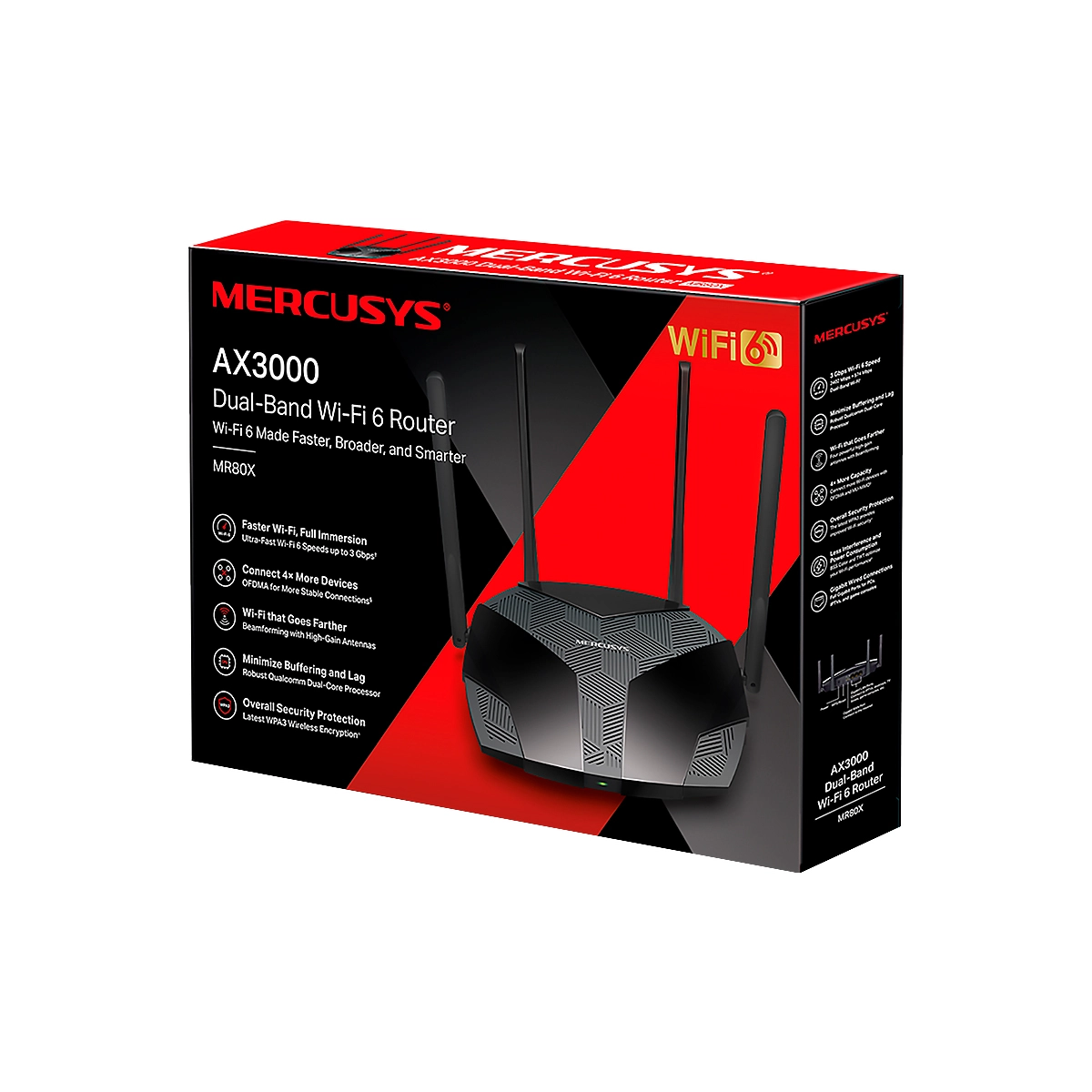 ROUTER MERCUSYS MR-80X AX3000 WIFI 6 HASTA 3GBPS DUAL BAND 4 ANTENAS